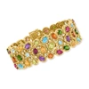 Ross-simons Multi-gemstone 3-row Bracelet In 18kt Gold Over Sterling In Multi