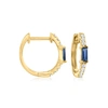 Rs Pure Ross-simons Sapphire And . Diamond Huggie Hoop Earrings In 14kt Yellow Gold In Yellow