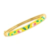 ROSS-SIMONS YELLOW AND MULTICOLORED ENAMEL FLORAL BANGLE BRACELET IN 18KT GOLD OVER STERLING