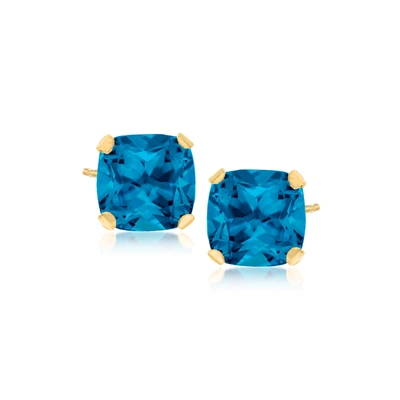 Ross-simons London Blue Topaz Martini Stud Earrings In 14kt Yellow Gold