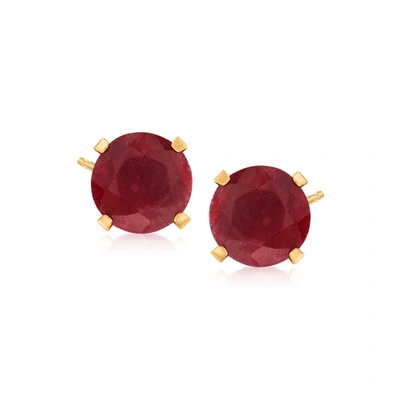 Ross-simons Ruby Martini Stud Earrings In 14kt Yellow Gold In Red