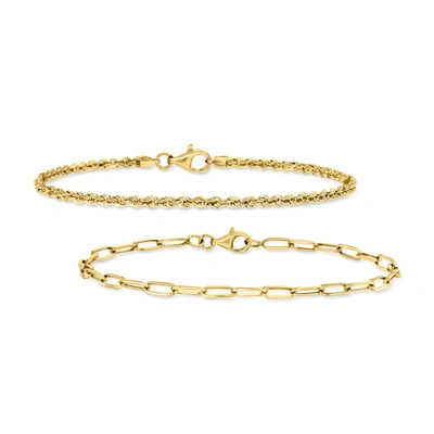 Rs Pure By Ross-simons 14kt Yellow Gold Jewelry Set: 2 Link Bracelets