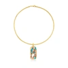 ROSS-SIMONS KINGMAN TURQUOISE NECKLACE IN 18KT GOLD OVER STERLING