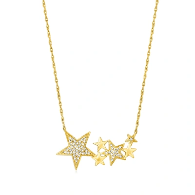 Rs Pure Ross-simons Diamond Multi-star Necklace In 14kt Yellow Gold