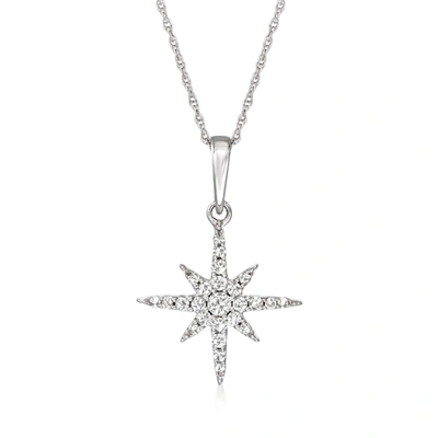 Ross-simons Diamond Star Pendant Necklace In 14kt White Gold In Multi