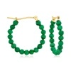 CANARIA FINE JEWELRY CANARIA EMERALD BEAD HOOP EARRINGS IN 10KT YELLOW GOLD
