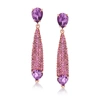 Ross-simons Amethyst And Rhodolite Garnet Drop Earrings In 18kt Rose Gold Over Sterling In Purple