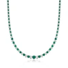 Ross-simons Emerald And Diamond Necklace In Sterling Silver In Silver