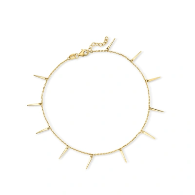 Rs Pure By Ross-simons 14kt Yellow Gold Spike Drop Anklet In Multi