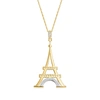 Ross-simons 14kt Yellow Gold Eiffel Tower Pendant Necklace With Diamond Accents In White