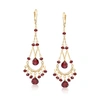 Ross-simons Garnet Chandelier Earrings In 14kt Yellow Gold In Pink