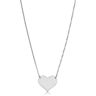 Fremada 10k White Gold High Polish Heart Necklace (18 Inch)