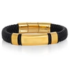 Crucible Jewelry Crucible Los Angeles Black Leather And Stainless Steel Engravable Id Bracelet In Black