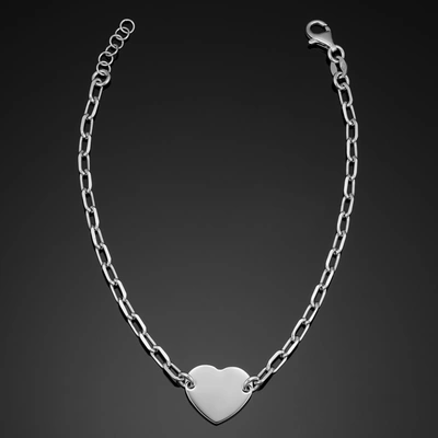Fremada 925 Sterling Silver With Rhodium Plating Heart Bracelet (adjustable From 7 - 7.5 Inch)