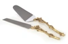 CLASSIC TOUCH DECOR CAKE SERVER AND KNIFE SET WITH GOLD LEAF DESIGN, DIMS 12"L