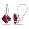 Mimi & Max 3 3/8 Ct Tgw Square Cut Created Ruby Earrings In 10k White Gold In Red