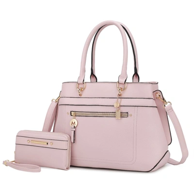 Mkf Collection By Mia K Gardenia Vegan Leather Women's Tote Bag With Wallet- 2 Pieces In Pink