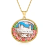 Ross-simons Italian Brown Shell Cameo San Marco Square Pendant Necklace With Multicolored Enamel In 18kt Gold Ov In Pink