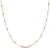 Mimi & Max Womens 14k Yellow Gold Pink Enamel Station Necklace W/ Spring Ring Clasp - 16+2 In. In Pink