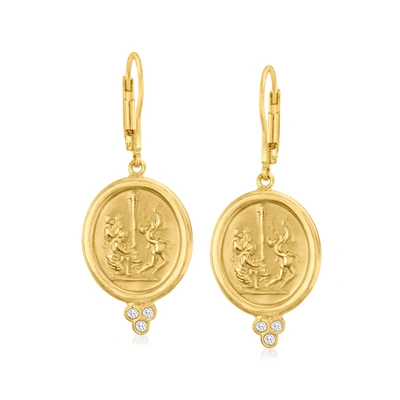 Ross-simons Italian Tagliamonte Cameo-style Drop Earrings With Diamond Accents In 18kt Gold Over Sterling