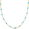 MIMI & MAX WOMENS 14K YELLOW GOLD TURQUOISE ENAMEL STATION NECKLACE W/ SPRING RING CLASP - 16+2 IN.