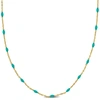 Mimi & Max Womens 14k Yellow Gold Turquoise Enamel Station Necklace W/ Spring Ring Clasp - 16+2 In. In Blue