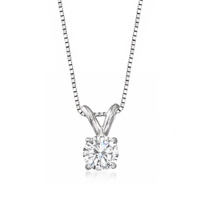 Ross-simons Diamond Solitaire Necklace In 14kt White Gold In Silver