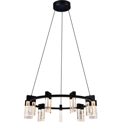 Vonn Lighting Sorrento Vac3139bl 27" Integrated Led Circular Chandelier Lighting Fixture In Black With 9 Shades