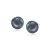 Ross-simons 10-11mm Black Cultured Pearl Stud Earrings In 14kt White Gold In Black