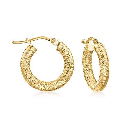 Ross-simons Italian 14kt Yellow Gold Diamond-cut Hoop Earrings