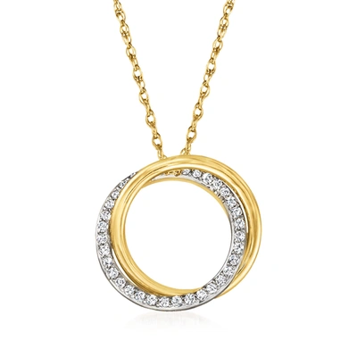Ross-simons Diamond Double-circle Pendant Necklace In 14kt Yellow Gold