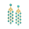 Ross-simons Turquoise Chandelier Earrings In 18kt Gold Over Sterling In Blue