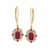 Ross-simons Ruby And . Diamond Drop Earrings In 14kt Yellow Gold In Gold