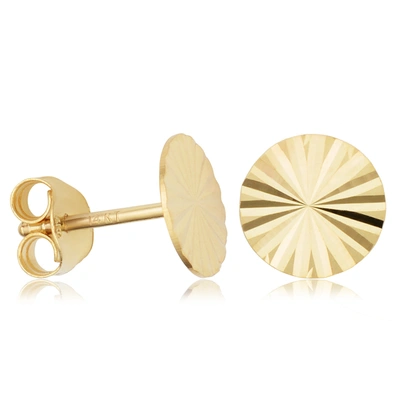 Fremada 14k Yellow Gold 8mm Diamond-cut Disc Stud Earrings Minimalist Jewelry