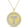 Mimi & Max T Initial Diamond Accent Pendant With Chain In Yellow Plated Sterling Silver In Yellow