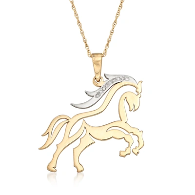 Ross-simons Diamond-accented Horse Necklace In 14kt 2-tone Gold In White