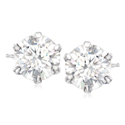 Ross-simons Moissanite Stud Earrings In Sterling Silver