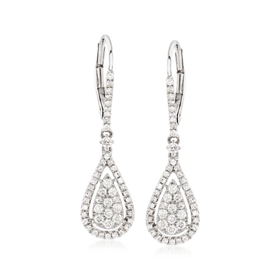 Ross-simons Diamond Drop Earrings In 14kt White Gold