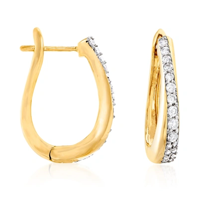 Ross-simons Diamond Hoop Earrings In 18kt Gold Over Sterling In Yellow