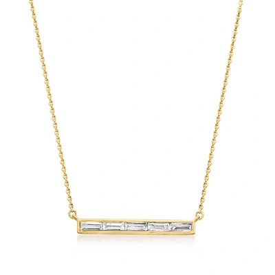 Rs Pure Ross-simons Channel-set Baguette Diamond Bar Necklace In 14kt Yellow Gold