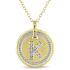 Mimi & Max K Initial Diamond Accent Pendant With Chain In Yellow Plated Sterling Silver In Yellow