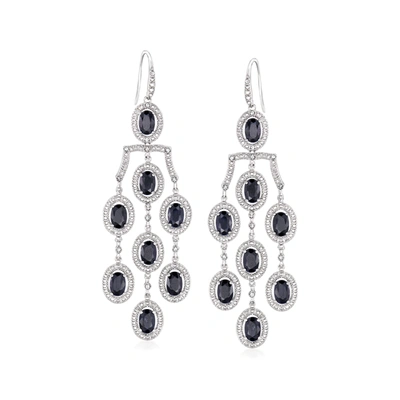 ROSS-SIMONS SAPPHIRE AND . DIAMOND CHANDELIER EARRINGS IN STERLING SILVER