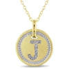 Mimi & Max J Initial Diamond Accent Pendant With Chain In Yellow Plated Sterling Silver In Yellow