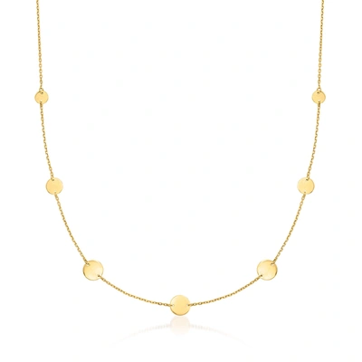 Rs Pure Ross-simons Italian 14kt Yellow Gold Multi-size Disc Station Necklace In White