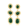 Ross-simons Emerald Station Drop Earrings In 18kt Gold Over Sterling In Green
