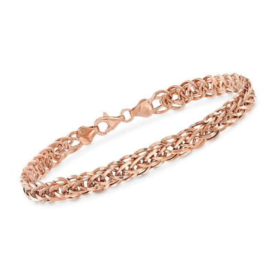 Ross-simons 18kt Rose Gold Wheat-link Bracelet In Pink