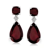 Ross-simons Garnet Drop Earrings With Diamond Accents In Sterling Silver In Red