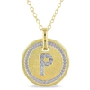 Mimi & Max P Initial Diamond Accent Pendant With Chain In Yellow Plated Sterling Silver In Yellow