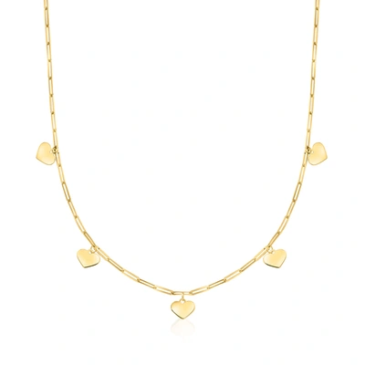 Rs Pure Ross-simons Italian 14kt Yellow Gold Heart Charm Paper Clip Link Necklace In White