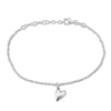 Mimi & Max Heart Charm Bracelet On Cable Chain In Sterling Silver - 6.5+1 In. In Silver